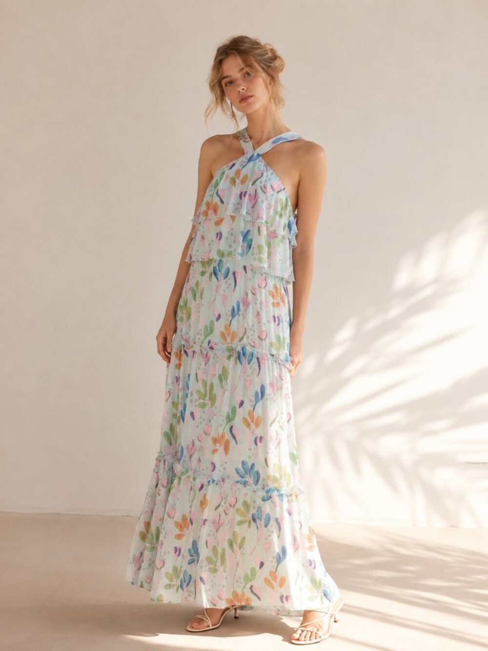 Kendall + Kylie Blue Floral Maxi Dress